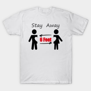 Stay 6 feet away With Man And Women Icons Social Distancing Face Cover T-Shirt